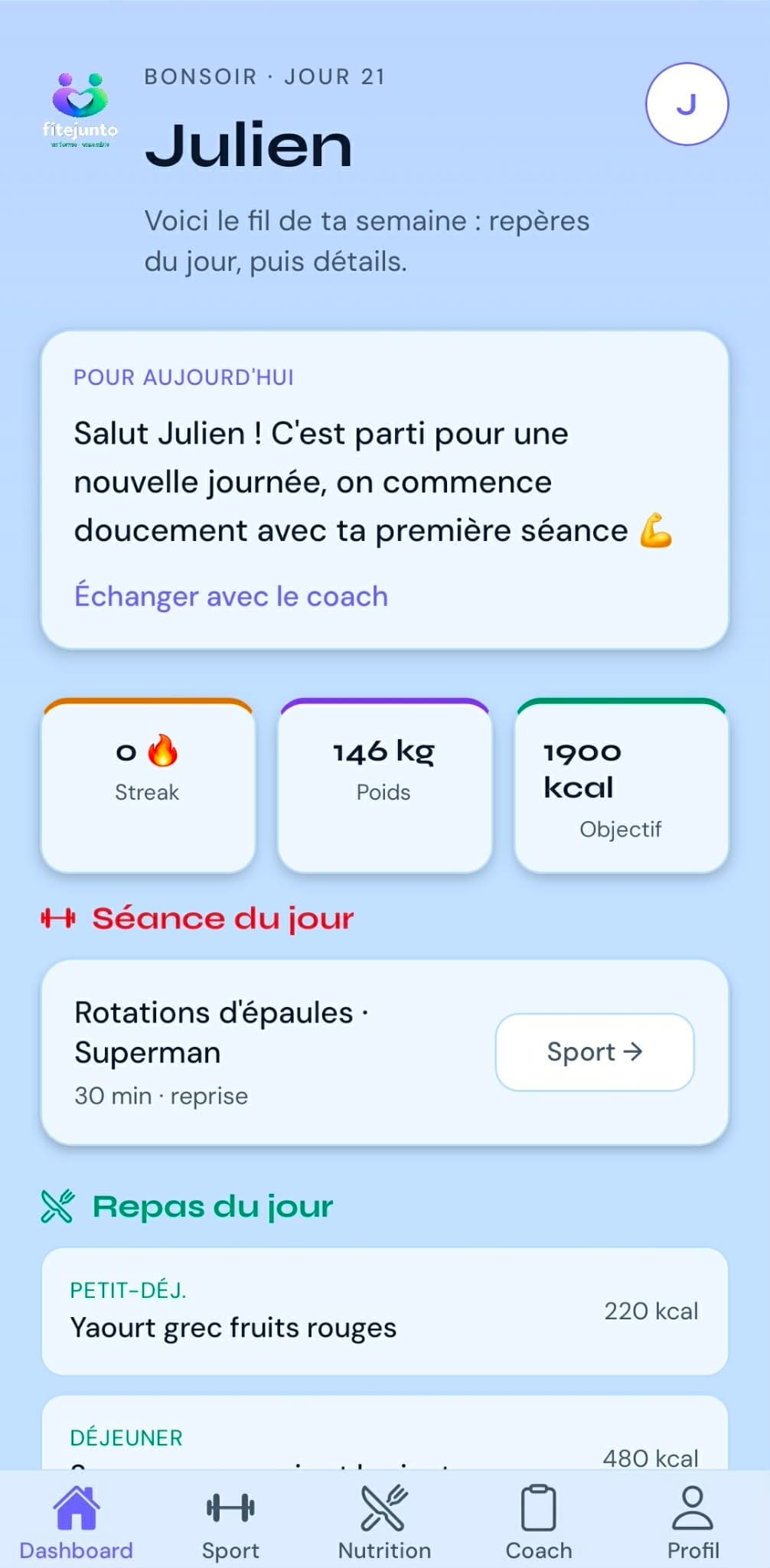 Fitejunto — tableau de bord